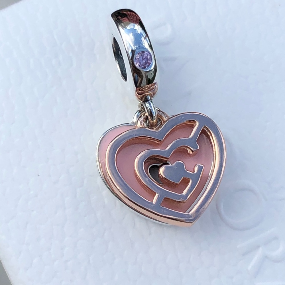 Pandora Pink Heart Labyrinth Dangle Charm